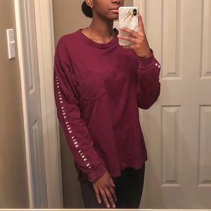 pink maroon long sleeve shirt